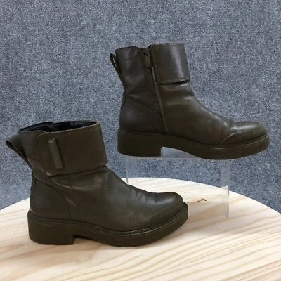 Franco Sarto Boots Womens 8 M Karrie Ankle Bootie Green Leather Block Heels - Imagem 1 de 4