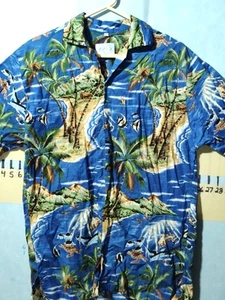 Men’s XL GoHawaii Tropical  Button Up Short Sleeve Blue - Picture 1 of 9