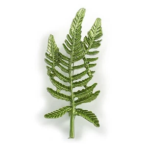 Large Green Enamel Fern Leaf Brooch In Silver Tone - 70mm Long - Picture 1 of 6