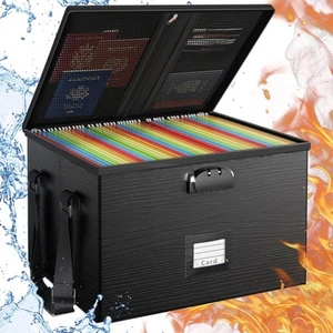 Fireproof Document Box File Organizer - Portable Locking Filing 1pc, Black - Picture 1 of 7