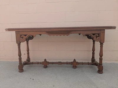 Vintage Modern Regency Wood Console Media Entryway Sofa Sideboard Table - Image 1 of 4