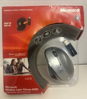 Microsoft Wireless Laser Mouse 6000 2.4 GHz High Definition Mobile Sealed - Image 1 of 4