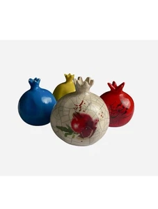 Set 4 statuine in ceramica di melograno - stile persiano, colorate, note a chip - Foto 1 di 9