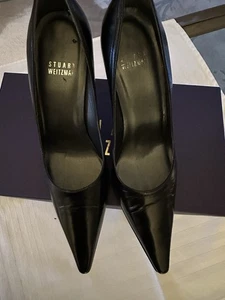 Stuart Weitzman “Lady” Black Kid Leather Pumps, Size 6.5M - Picture 1 of 8