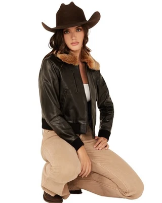 Cleo + Wolf женщин Casey искусственного меха воротник куртка - CLFA24O72-CH - Изображение 1 из 4