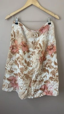JM Collection Women’s Floral Linen Midi Skirt Pink Size 10 Summer Boho - Image 1 of 4