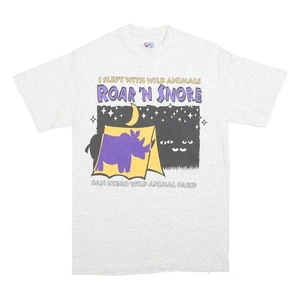 HANES Herren T-Shirt weiß Roar N Snore Grafik S Kurzarm Rundhals Baumwolle - Bild 1 von 6
