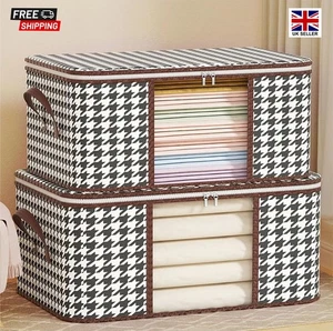 2 Pcs Underbed Clothes Storage Bags Zipped Organizer Wardrobe Cube Closet Boxes - Picture 1 of 9