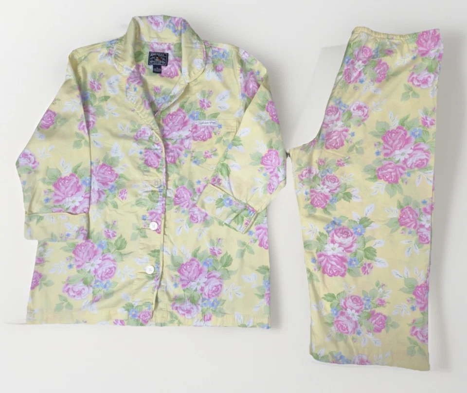 Juego de pijama American Living para mujer L amarillo floral casa de campo Shabby Chic Y2K Foto 1 de 4
