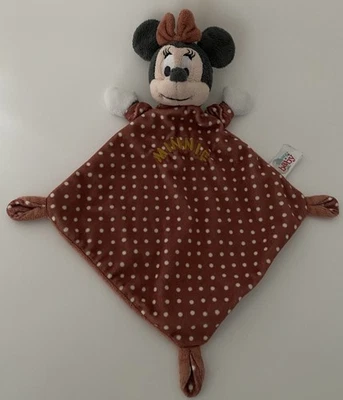 🌟Doudou Minnie Bordeaux Marron Pois Plat Mouchoir Disney Baby Simba Toys - Photo 1/4