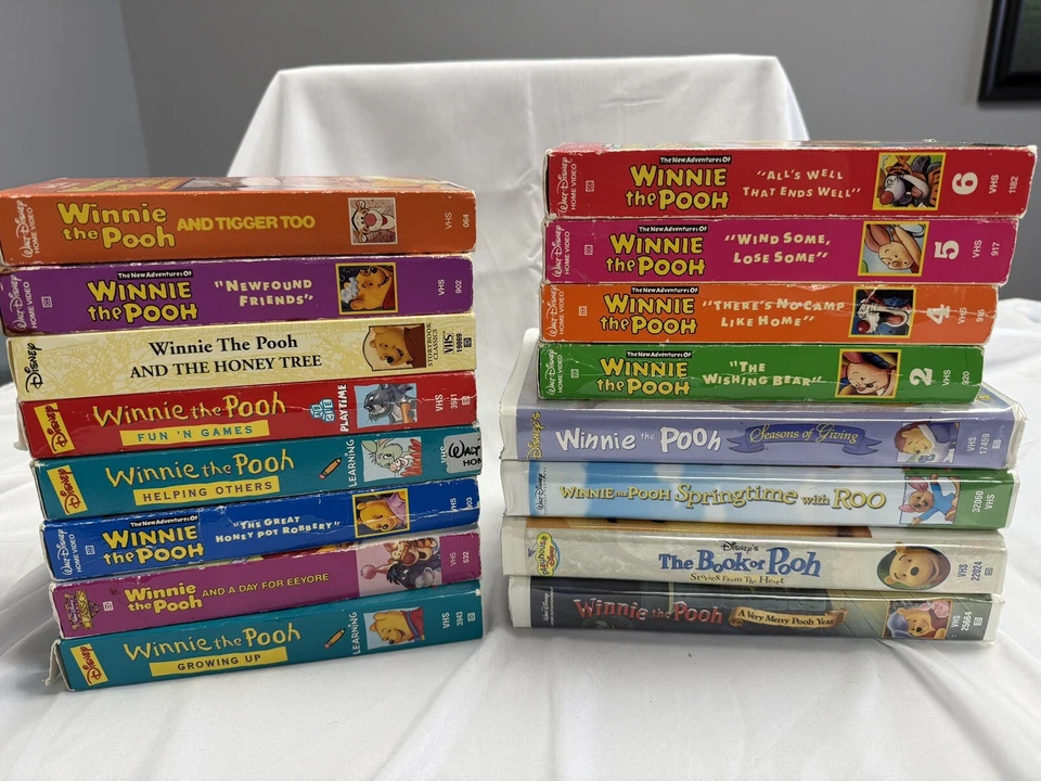 Lot Of 16 Winnie The Pooh VHS Movies Disney Adventures Tigger Piglet Eeyore - Image 1 of 1