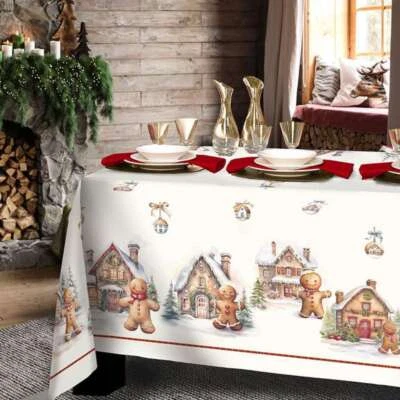 RANDI Rectangular Christmas Tablecloth in Pure Cotton Gingerbread - Image 1 of 2