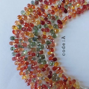 Natural Multi Sapphire Faceted Teardrop Shape Beads 4-5 Inches 2x3 To 4x6 Mm - Picture 1 of 11