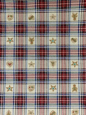 Vintage Navidad Tela Escocesa Galletas Pan de Jengibre Casa Estrella Árbol Algodón 3+Yardas Foto 1 de 4