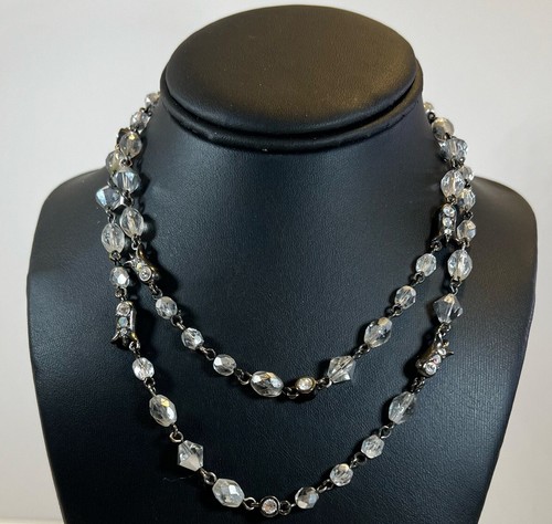 Collana Perline Cristallo Givenchy Vintage Catena Grigia Pistola