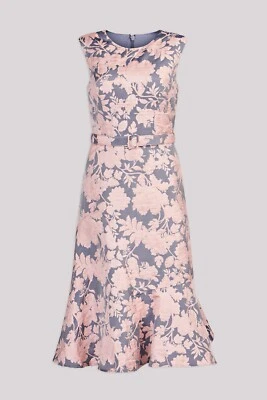 NUEVO/Falta cinturón Kay Unger Verity vestido largo midi rubor suave talla 14 #MD461 Foto 1 de 4