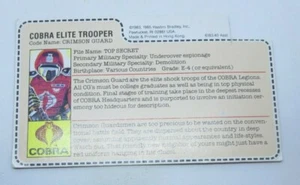 CRIMSON GUARD FILECARD UNCUT ASST 6183.40 RED BACK GI JOE 1985 MAIL AWAY - Picture 1 of 2