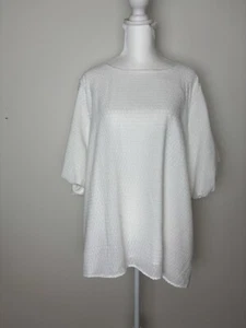 Vince White Lace Silk Overlay Elbow Balloon Sleeve Blouse Shimmery Christmas 2X - Picture 1 of 8