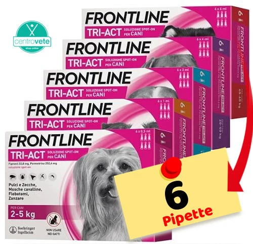Frontline TRI-ACT 6 Pipette per Cani  2-5 / 5-10 / 10-20 / 20-40 / 40-60 kg CANE - Immagine 1 di 1