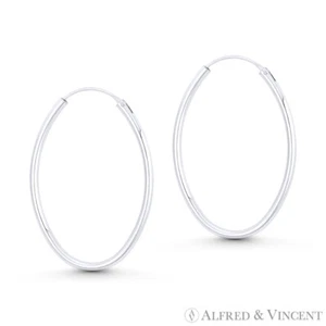 Pendientes de aro huecos ligeros de plata esterlina de tubo ovalado (40x28x2 mm) .925 - Imagen 1 de 1