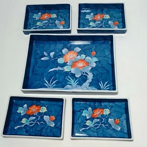 Imari yaki plate Nabeshima set of 4 small and a large plate - Picture 1 of 15