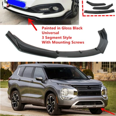 Add-on Universal For Mitsubishi Outlander 2022+ Front Lip Spoiler Splitter Black Foto 1 de 4