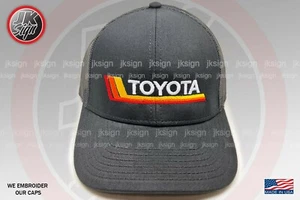 Tri Color Stripes Embroidery Mesh Back Trucker Hat for Toyota Lovers - Picture 1 of 6