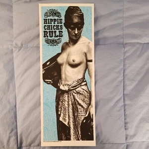 Jeff Wood HIPPIE CHICKS RULE Small 15"  x 5 3/4" Silkscreen Print Drowning Creek - Picture 1 of 4