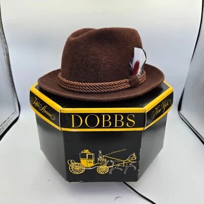 Mezcla de cacao vintage Dobbs Fifth Avenue Trilby Fedora talla 7 1/8 con caja de sombreros Foto 1 de 4