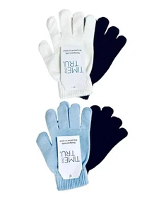 Mujer Time and Tru 4 Pares Guantes Tejido Elástico/Talla Única Negro/Azul/Blanco - Nuevos con Etiquetas - Imagen 1 de 6
