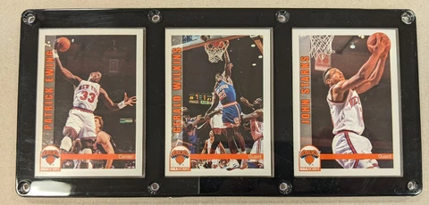 NEW YORK KNICKS 3 CARD PLAQUE PATRICK EWING GERALD WILKINS JOHN STARKS Cover