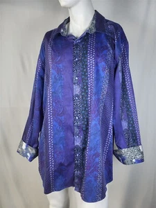 ROBERT GRAHAM Purple Paisley Print Cotton Flip Cuff Button Down Shirt sz 4XL - Picture 1 of 5