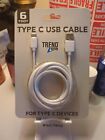 Trend Zone White 6 Foot USB-C Cable