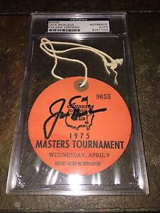 Jack Nicklaus Signed Official 1975 Masters Badge Golden Bear 6x Champ PSA/DNA