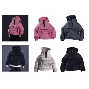 1/12 Scale Miniature Male Doll Hoodies Pullover Quarter Zip Sweatshirt for 6 - Picture 1 of 13