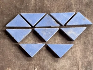 Antique Victorian Maw & Co 2” Blue triangle Encaustic Floor Tiles Reclaimed - Picture 1 of 6