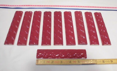 10 pcs. *Burgundy*  Vintage Glossy Ceramic Liner-Pencil-Sizzle Tiles; Rope  NOS - Image 1 of 4