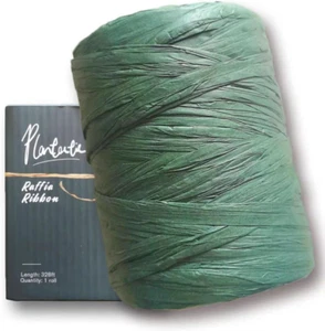Raffia Paper Ribbon for Gift Wrapping/Diy Decoration, 328 Feet 1 Roll (Dark Gree - Picture 1 of 12