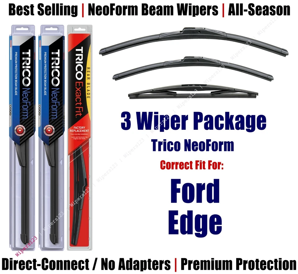 Paquete de 3 limpiaparabrisas delanteros y traseros NeoForm - aptos para Ford Edge 2007-2014 - 16260/200/14D Foto 1 de 1