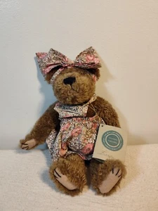 Gorro de oso de peluche Boyds de 10" con vestido floral y lazo a juego usado con etiqueta - Imagen 1 de 9