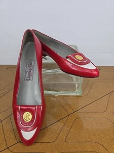 Vtg Pappagallo Women’s Size 6.5 N Red White Flats Leather Made In Spain EUC - Picture 1 of 17