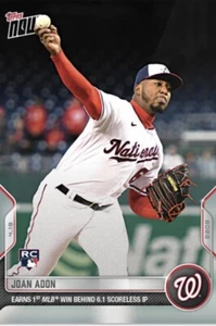 Tarjeta de novato Topps Now 2022 de los Nacionales de Washington Joan Adon #72 primera victoria en MLB - Imagen 1 de 1