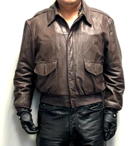 Cooper USA-Made Brown Goatskin Leather USN Bomber Jacket size 50 Regular - Picture 1 of 8