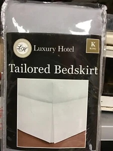 Luxury Hotel TAILORED BED SKIRT ~ Gray ~ King ~ New ~ 14" Drop - Picture 1 of 1