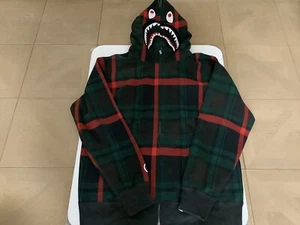 AUTHENTIC A BATHING APE BAPE CHECK SHARK FULL ZIP HOODIE GREEN 2XL MENS NEW - Picture 1 of 10