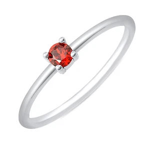 3mm Petite Simulated Birthstone Round CZ Solitaire 925 Sterling Silver Ring Size - Picture 1 of 12