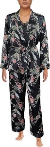Women Pyjama Sets Silky Satin Sleepwear Robe Cami Lace Floral Nightwear - Picture 1 of 40