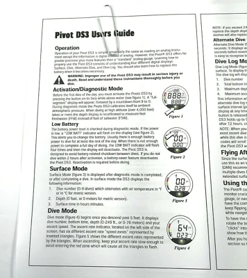 AQUALUNG Printed Manual Aqua Lung US Divers Pivot DS3 Bottom Timer Scuba Dive Computer
