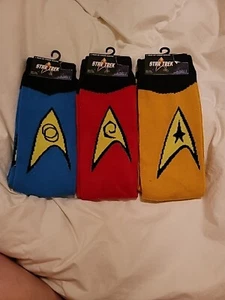 3x Pair Star Trek Crew Socks Men's (6-12 Shoe Size) - Picture 1 of 3