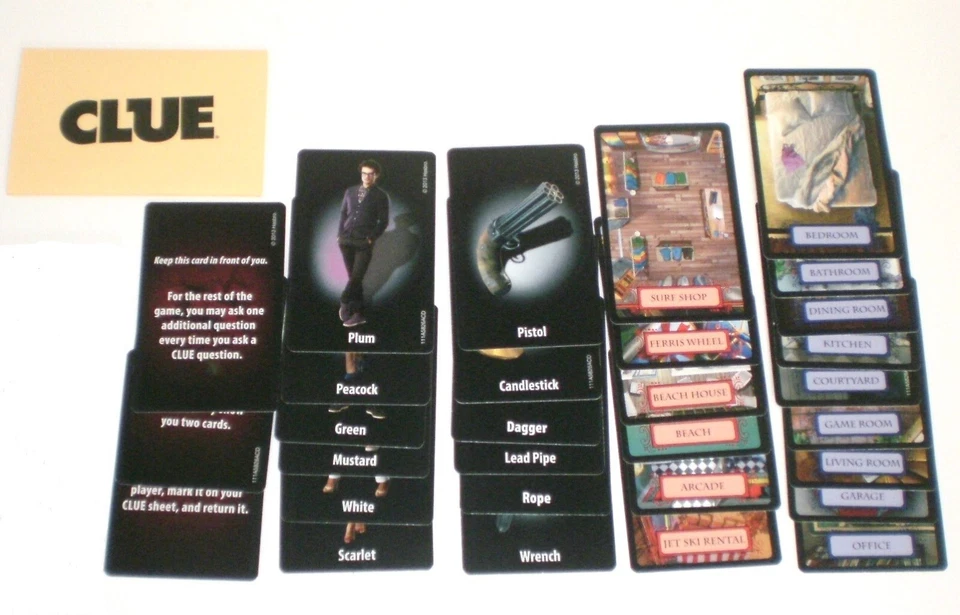 2013 Clue Board Game - Complete Replacement Set of 30 Cards & Case File Envelope - Image 1 of 1